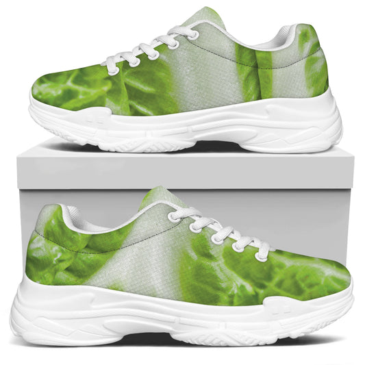 Fresh Cabbage Leaf Print White Chunky Shoes