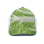 Fresh Cabbage Leaf Print White Mesh Trucker Cap