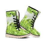 Fresh Cabbage Leaf Print Winter Boots