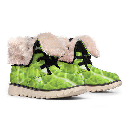 Fresh Cabbage Leaf Print Winter Boots