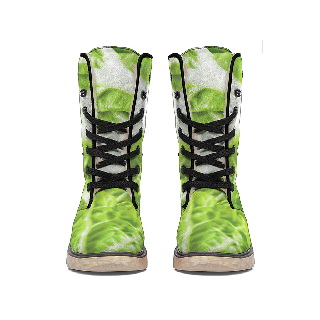 Fresh Cabbage Leaf Print Winter Boots