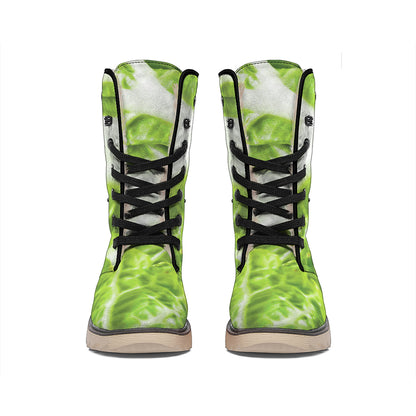 Fresh Cabbage Leaf Print Winter Boots