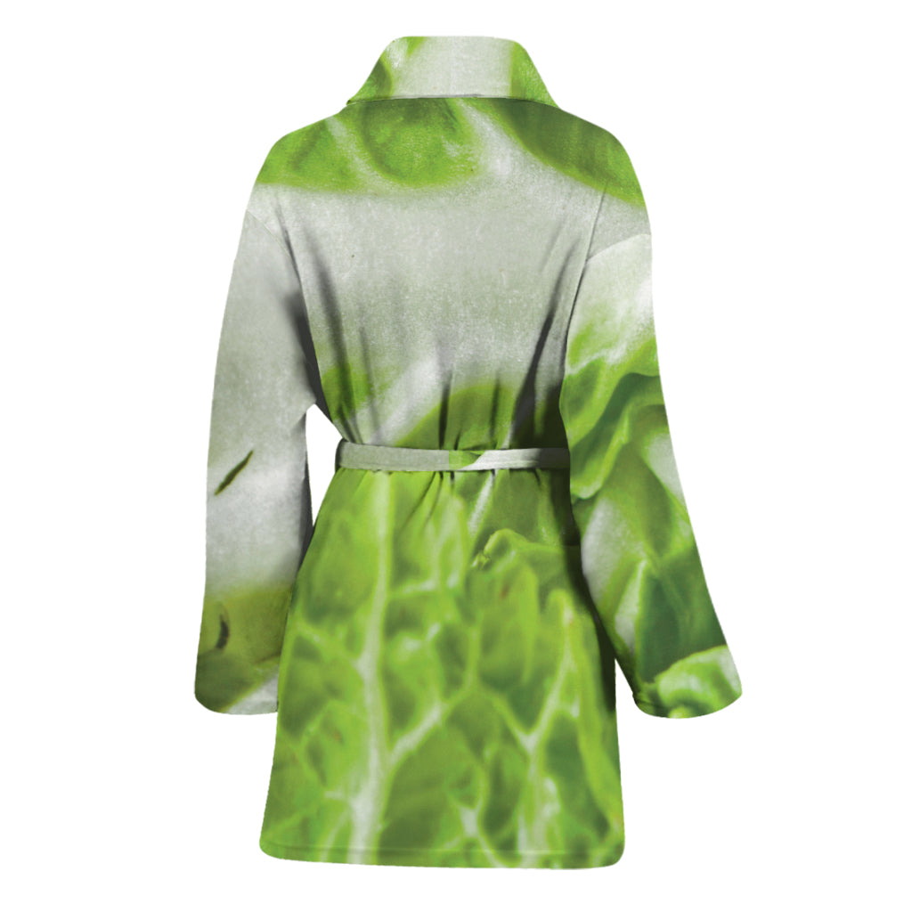 Fresh Cabbage Leaf Print Women's Bathrobe