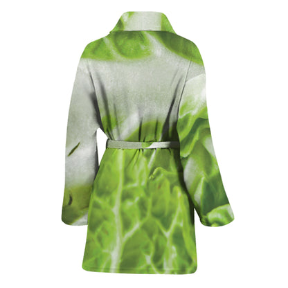 Fresh Cabbage Leaf Print Women's Bathrobe