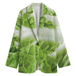 Fresh Cabbage Leaf Print Women's Cotton Blazer