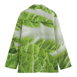 Fresh Cabbage Leaf Print Women's Cotton Blazer