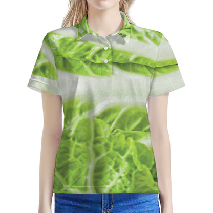 Fresh Cabbage Leaf Print Women's Polo Shirt