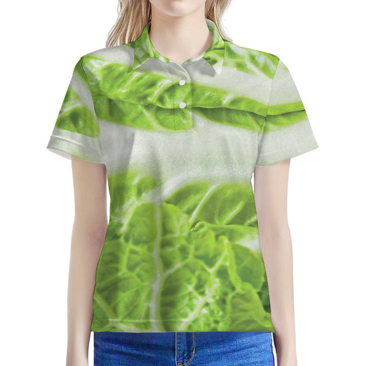 Fresh Cabbage Leaf Print Women's Polo Shirt