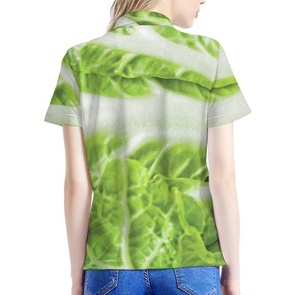 Fresh Cabbage Leaf Print Women's Polo Shirt