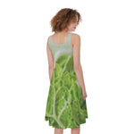 Fresh Cabbage Leaf Print Women's Sleeveless Dress