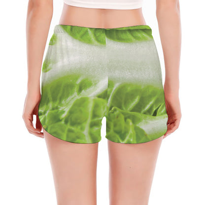 Fresh Cabbage Leaf Print Women's Split Running Shorts