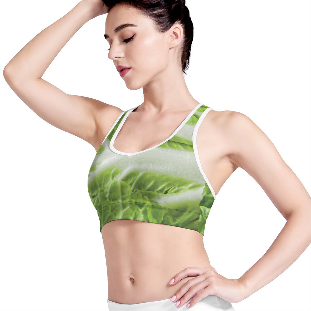 Fresh Cabbage Leaf Print Women's Sports Bra