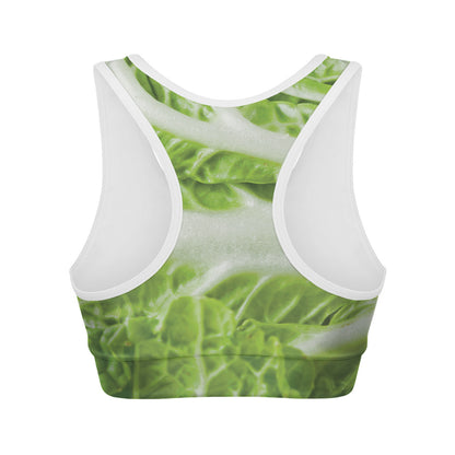Fresh Cabbage Leaf Print Women's Sports Bra