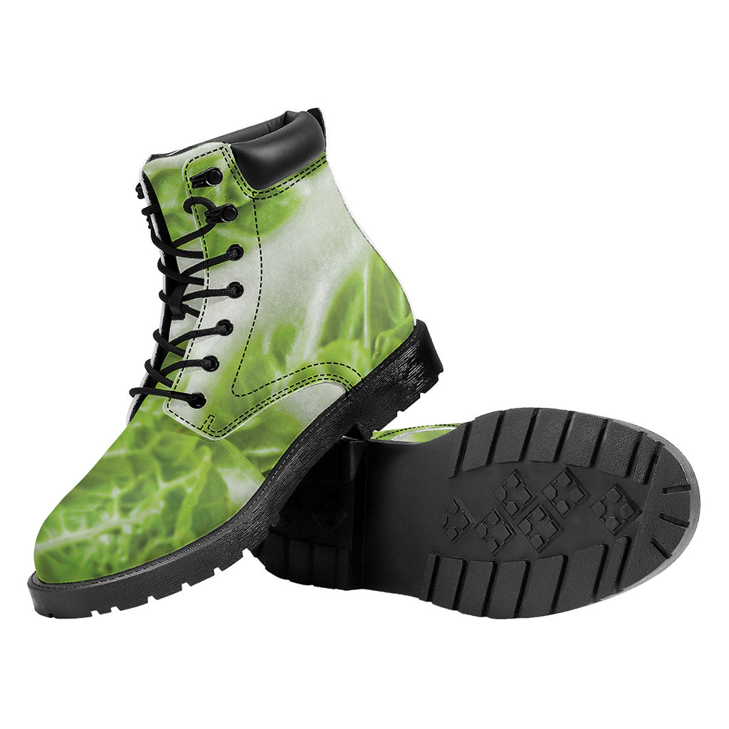 Fresh Cabbage Leaf Print Work Boots