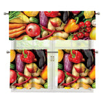 Fresh Fruits And Vegetables Print 3 Piece Kitchen Curtains