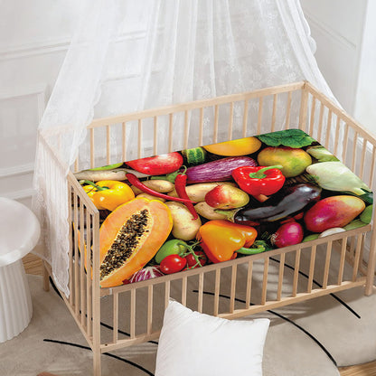 Fresh Fruits And Vegetables Print Baby Crib Sheet