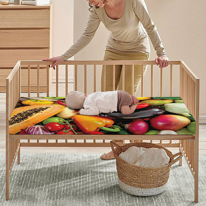 Fresh Fruits And Vegetables Print Baby Crib Sheet