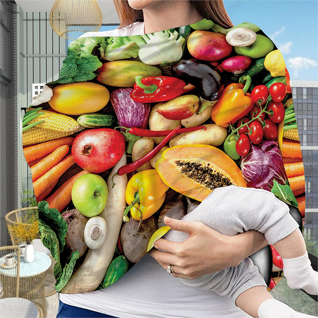 Fresh Fruits And Vegetables Print Baby Seat Cover
