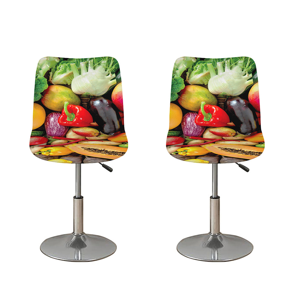 Fresh Fruits And Vegetables Print Bar Stool Covers