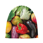 Fresh Fruits And Vegetables Print Beanie