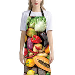 Fresh Fruits And Vegetables Print Bib Apron With Pocket