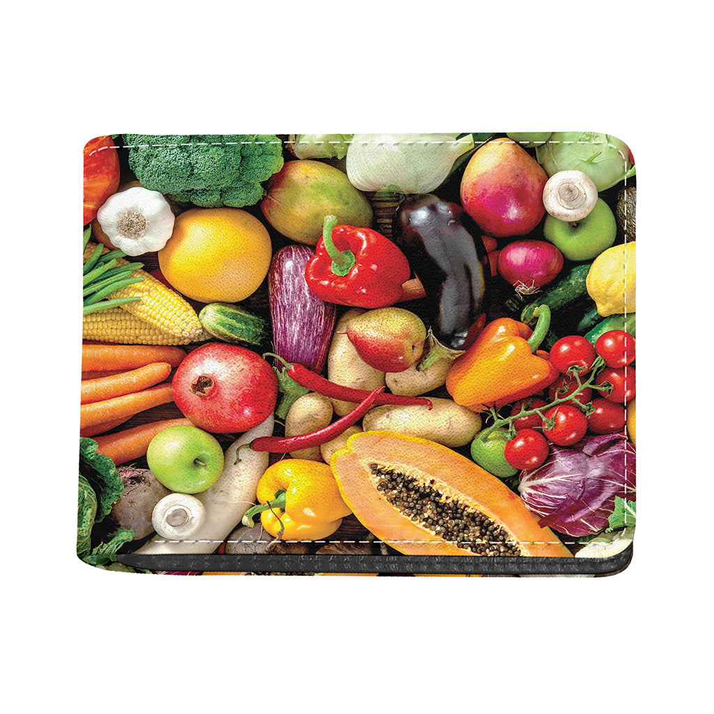 Fresh Fruits And Vegetables Print Bifold Wallet