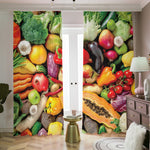 Fresh Fruits And Vegetables Print Blackout Pencil Pleat Curtains