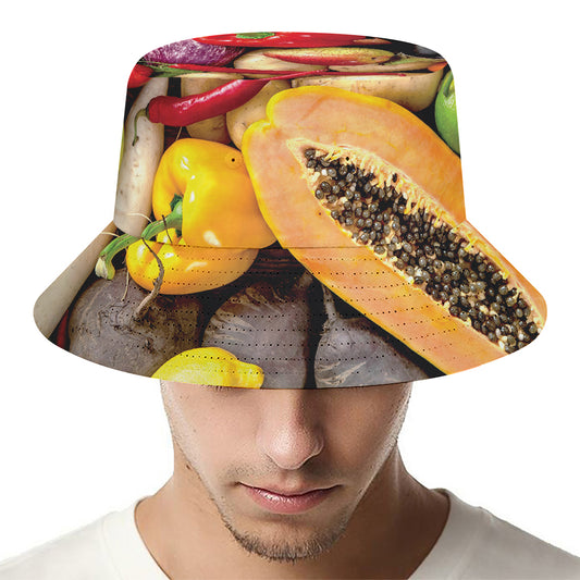 Fresh Fruits And Vegetables Print Bucket Hat