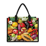 Fresh Fruits And Vegetables Print Canvas Tote Bag