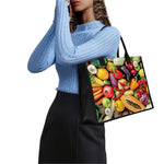 Fresh Fruits And Vegetables Print Canvas Tote Bag