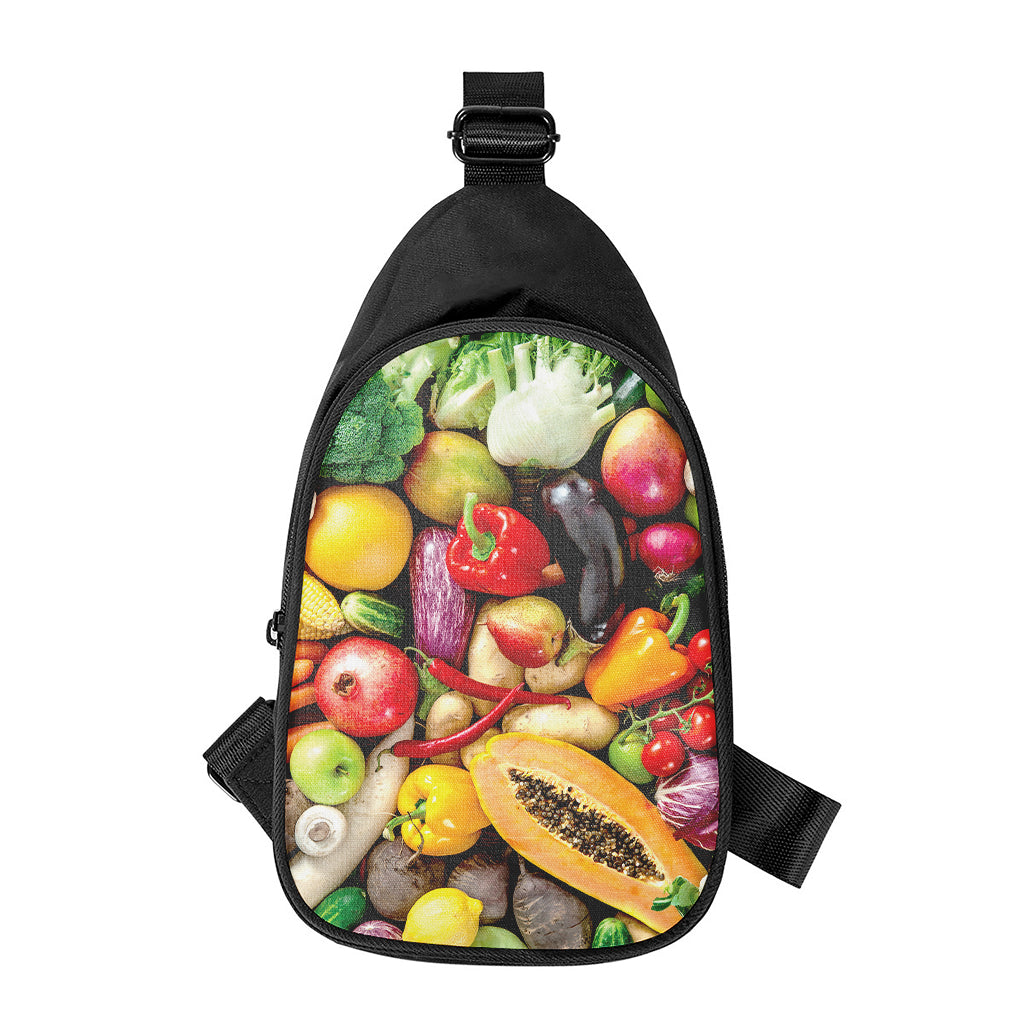 Fresh Fruits And Vegetables Print Chest Bag