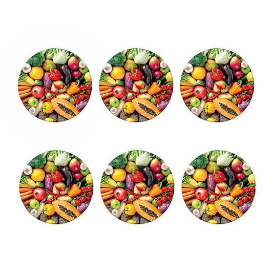 Fresh Fruits And Vegetables Print Coaster Set