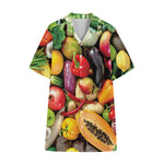 Fresh Fruits And Vegetables Print Cotton Hawaiian Shirt