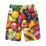 Fresh Fruits And Vegetables Print Cotton Shorts