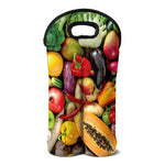 Fresh Fruits And Vegetables Print Double Neoprene Wine Tote