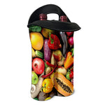 Fresh Fruits And Vegetables Print Double Neoprene Wine Tote