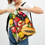 Fresh Fruits And Vegetables Print Drawstring Backpack