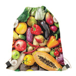 Fresh Fruits And Vegetables Print Drawstring Bag