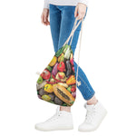Fresh Fruits And Vegetables Print Drawstring Bag