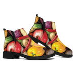 Fresh Fruits And Vegetables Print Flat Ankle Boots