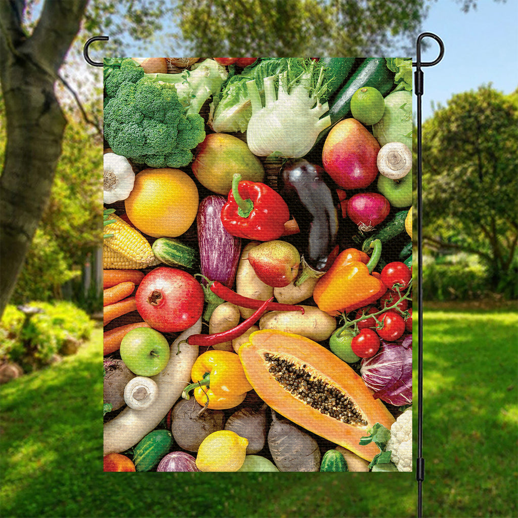Fresh Fruits And Vegetables Print Garden Flag