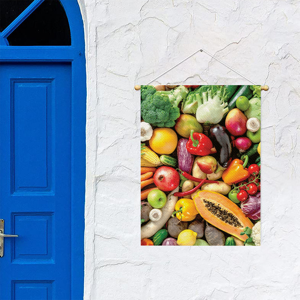 Fresh Fruits And Vegetables Print Garden Flag