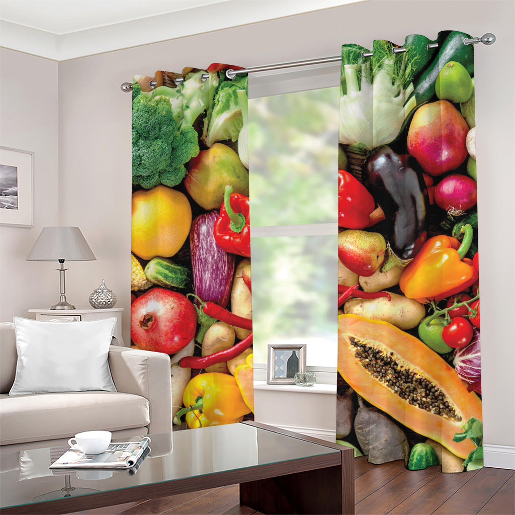 Fresh Fruits And Vegetables Print Grommet Curtains
