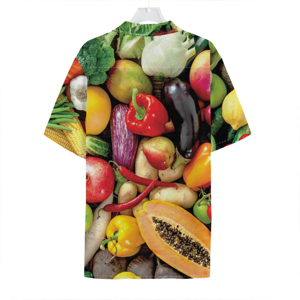 Fresh Fruits And Vegetables Print Hawaiian Shirt