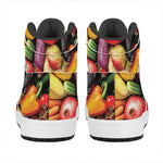 Fresh Fruits And Vegetables Print High Top Leather Sneakers