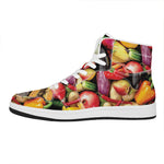 Fresh Fruits And Vegetables Print High Top Leather Sneakers