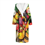 Fresh Fruits And Vegetables Print Hooded Bathrobe