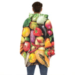 Fresh Fruits And Vegetables Print Hoodie Blanket