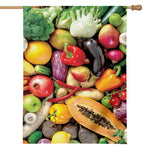 Fresh Fruits And Vegetables Print House Flag