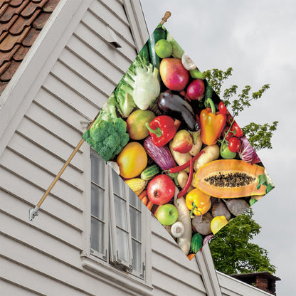 Fresh Fruits And Vegetables Print House Flag
